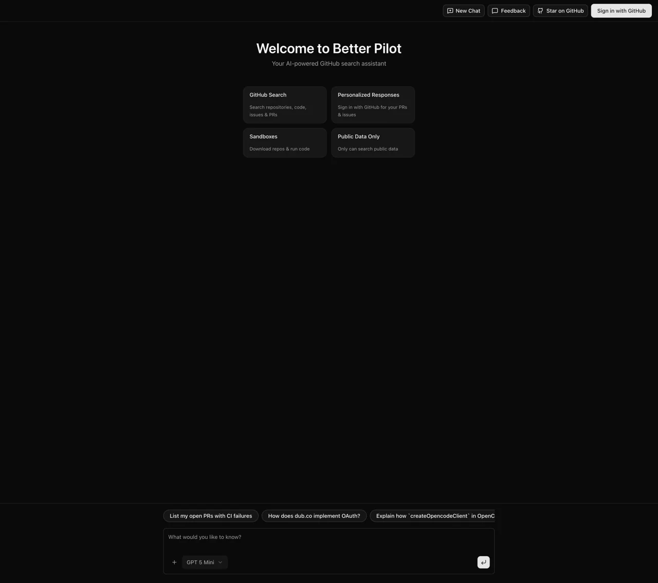 GitHub Search Agent interface