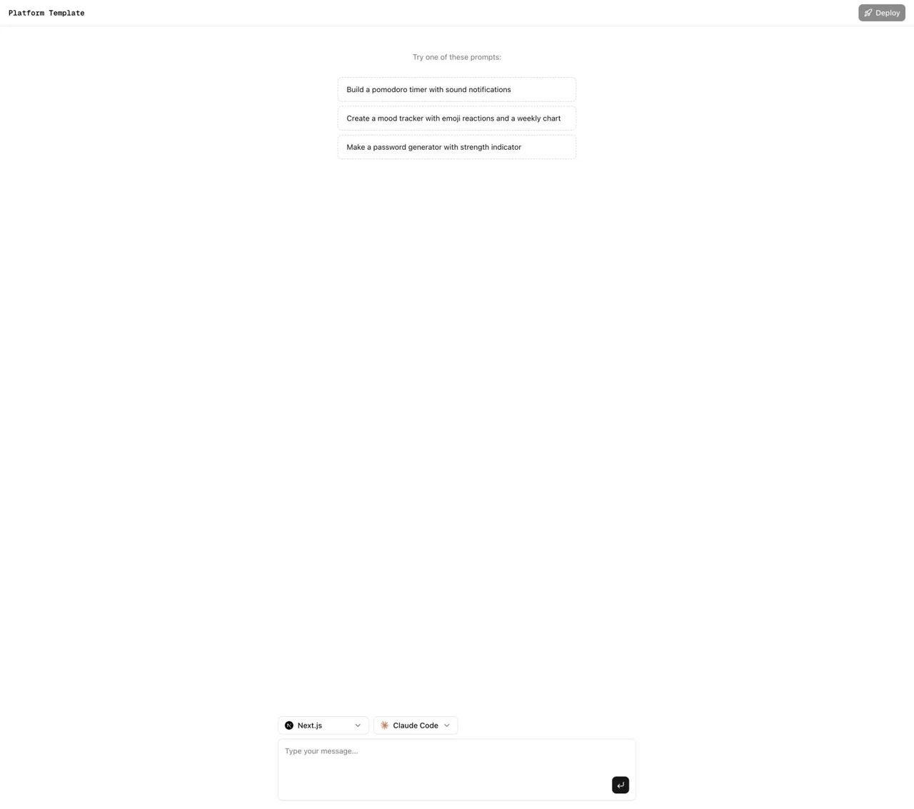 Vercel Platform Template interface